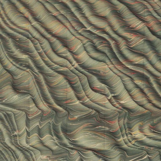 Hand Marbled Paper Moire Pattern in Drab Greens ~ Berretti Marbled Arts